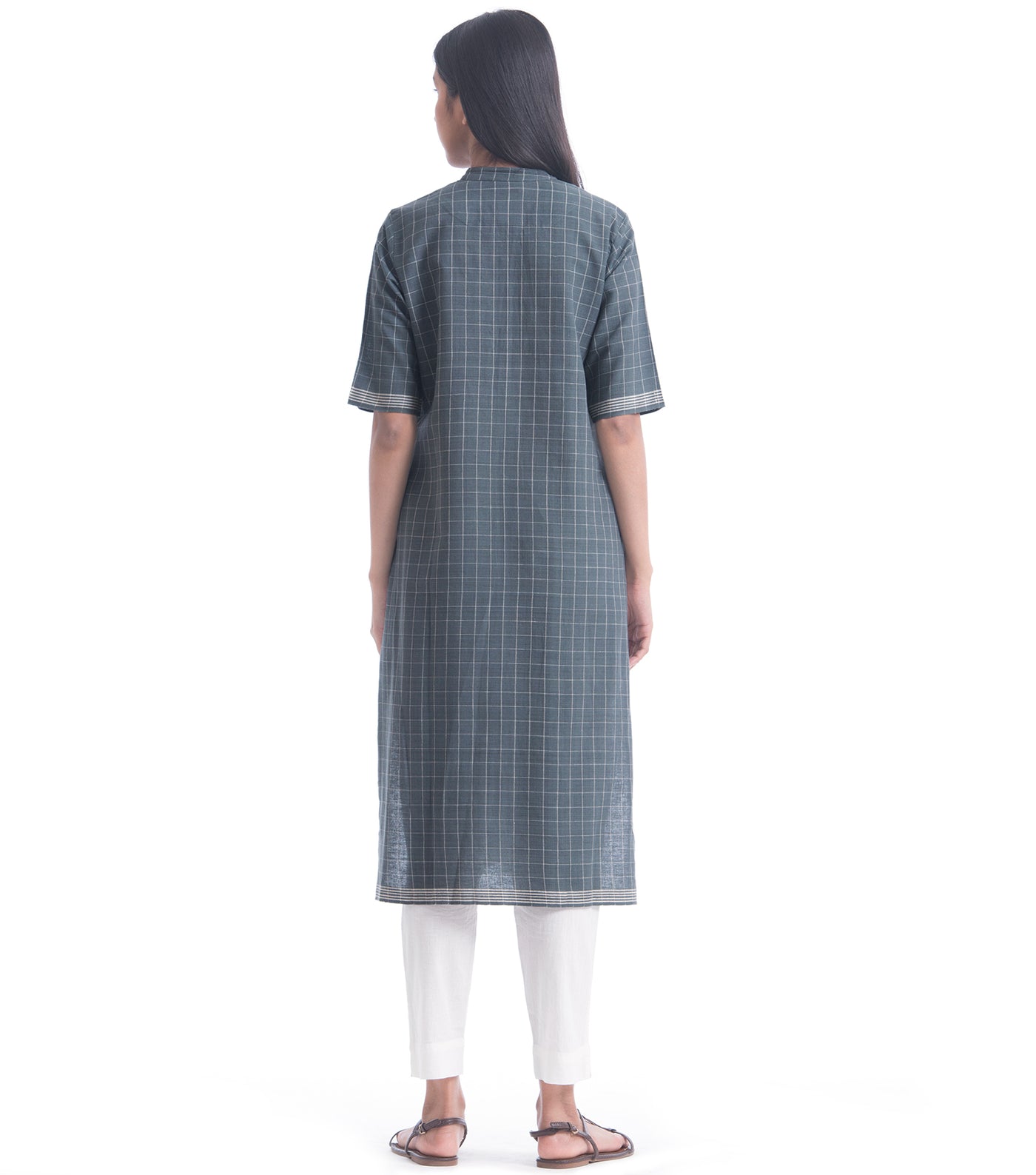 Grey Khadi Woven kurta