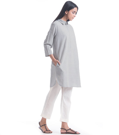 Grey Printed Khadi Shirt