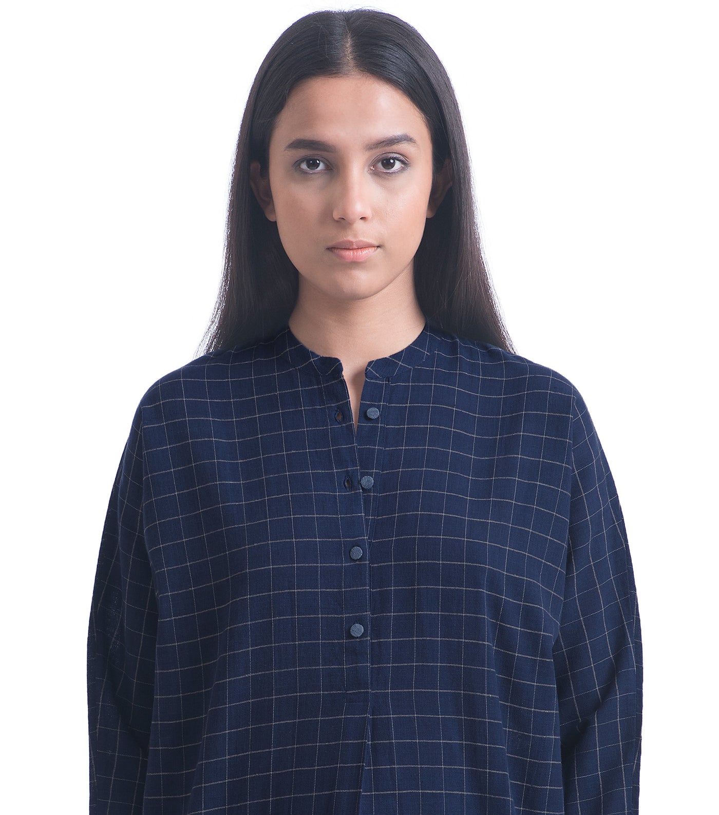 Navy Khadi Woven Shirt