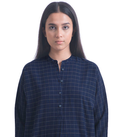 Navy Khadi Woven Shirt