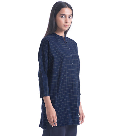 Navy Khadi Woven Shirt