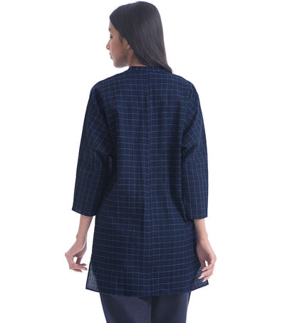 Navy Khadi Woven Shirt