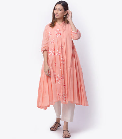 Floral Embroidered Cotton Choga
