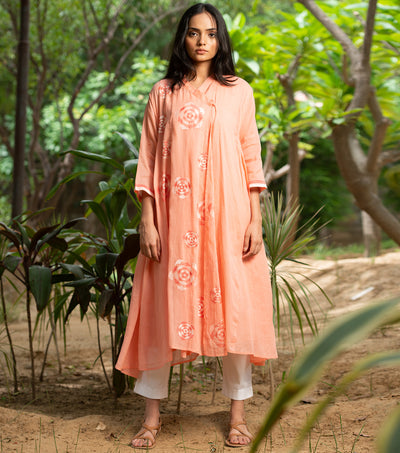 Floral Embroidered Cotton Choga