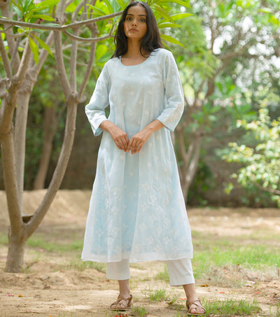 Fresh summer cotton blue kurta