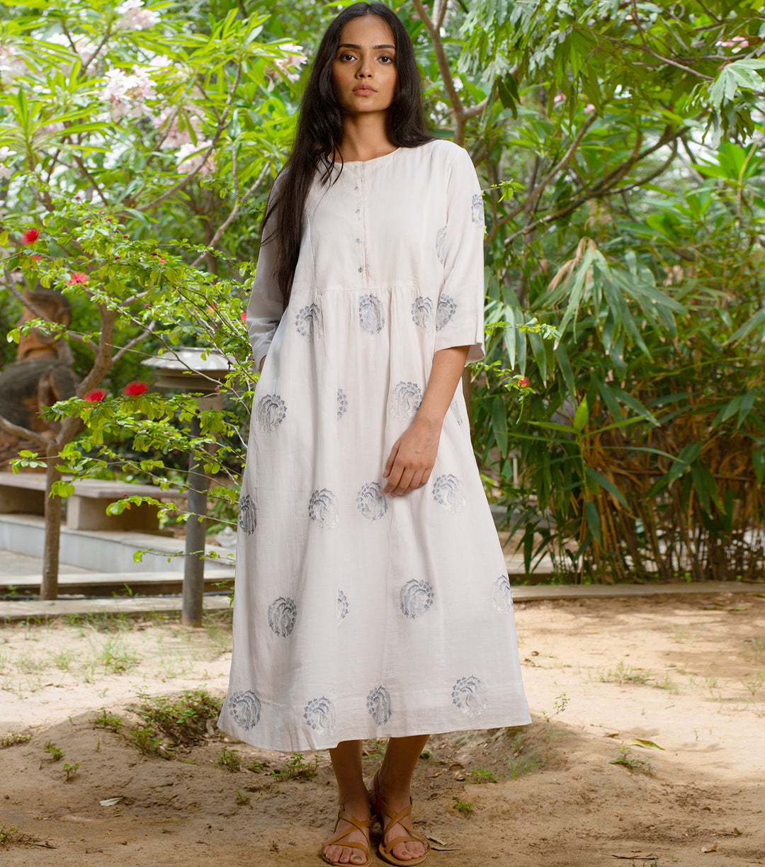 White embroidered cotton dress Tulsi Online White embroidered cotton dress Tulsi Online