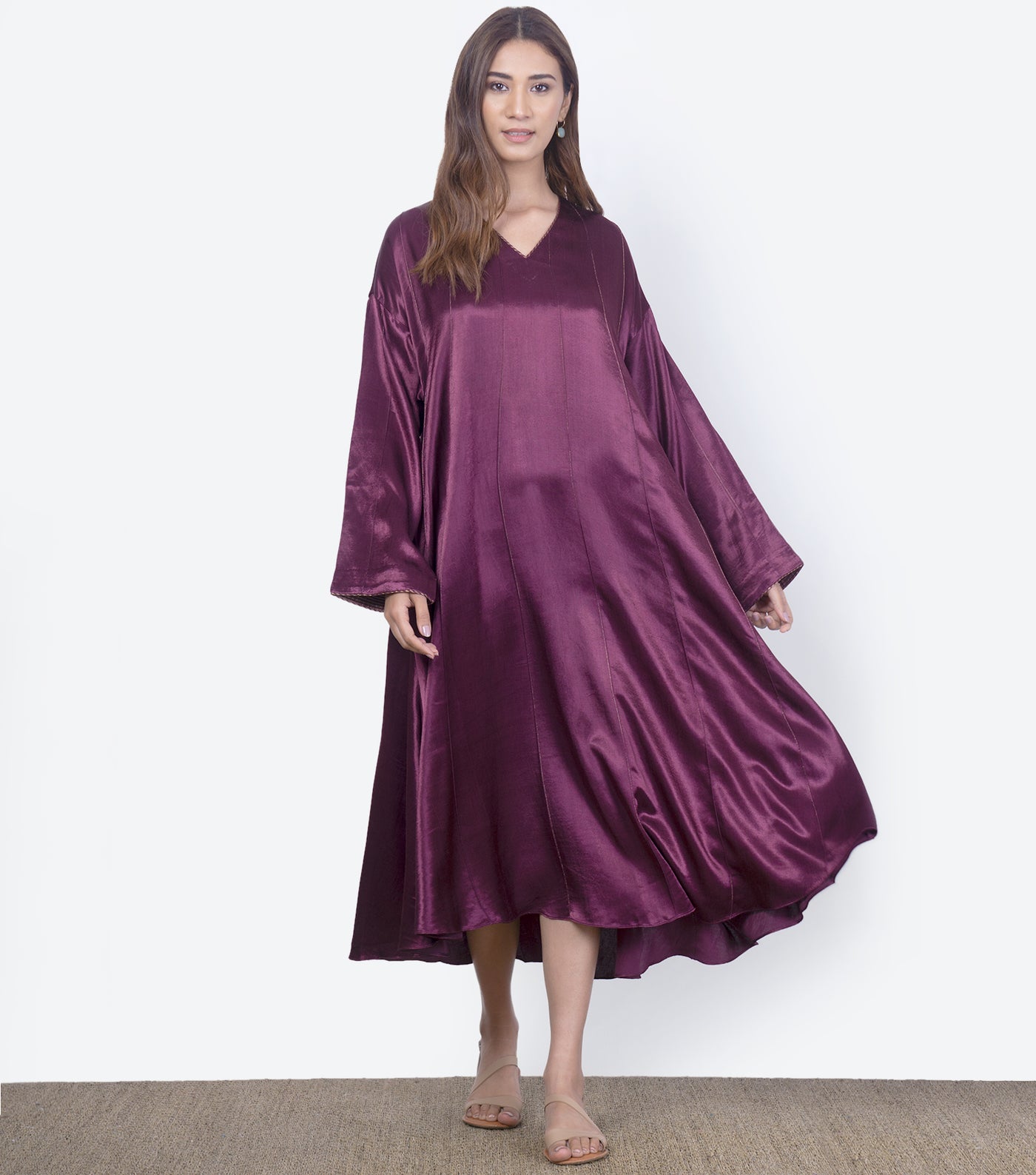 Burgundy Mashroo Silk Kaftan