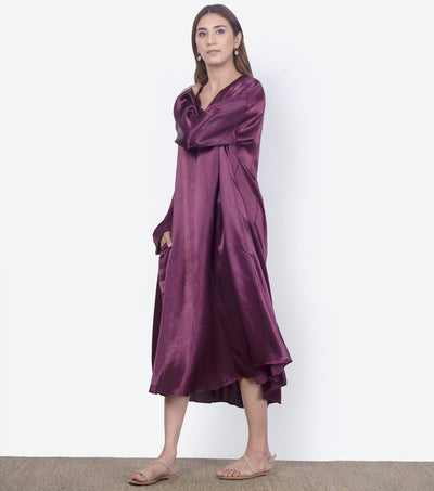 Burgundy Mashroo Silk Kaftan