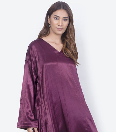 Burgundy Mashroo Silk Kaftan