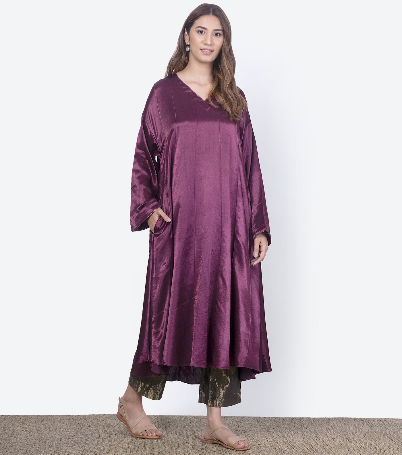 Burgundy Mashroo Silk Kaftan