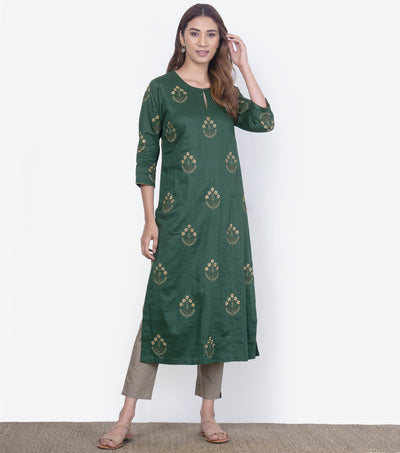 Emerald Green Fine Linen Kurta