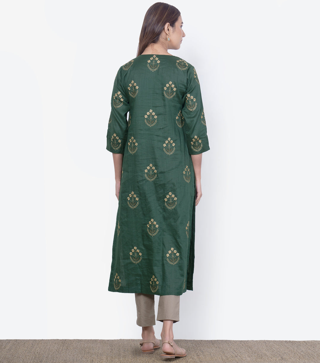 Emerald Green Fine Linen Kurta