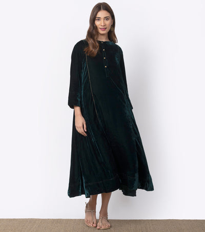 Green A-Line Velvet Tunic