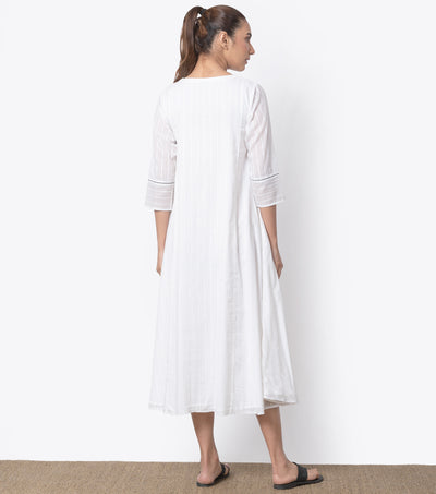 White Cotton Pintuck Dress
