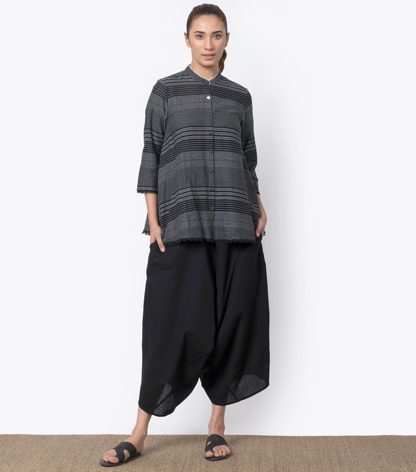 Black Cotton Kantha Shirt