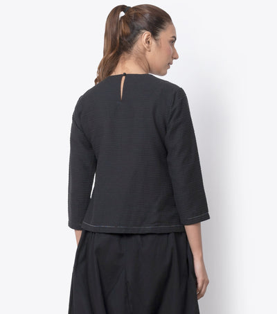 Black Pintuck Cotton Top