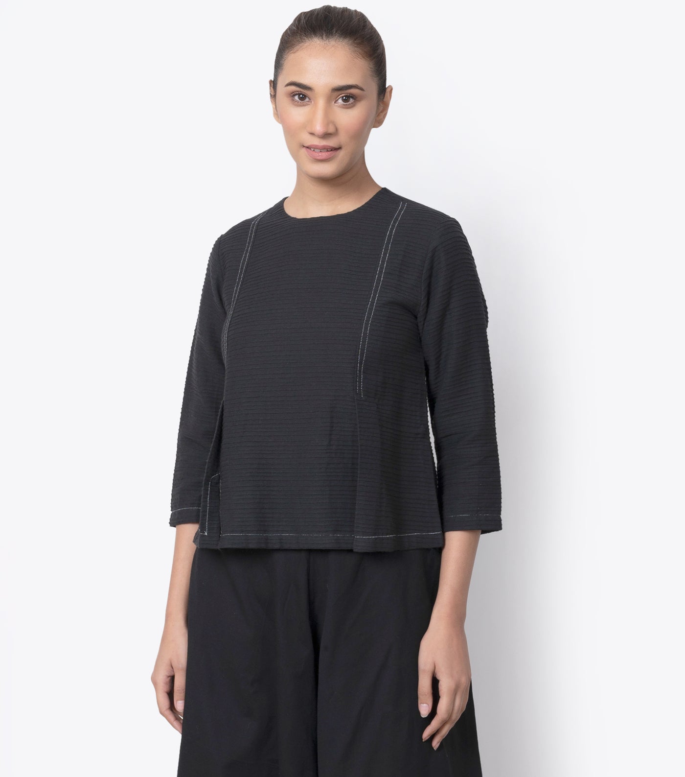 Black Pintuck Cotton Top
