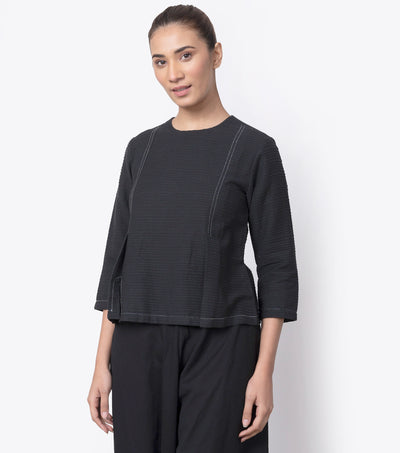 Black Pintuck Cotton Top