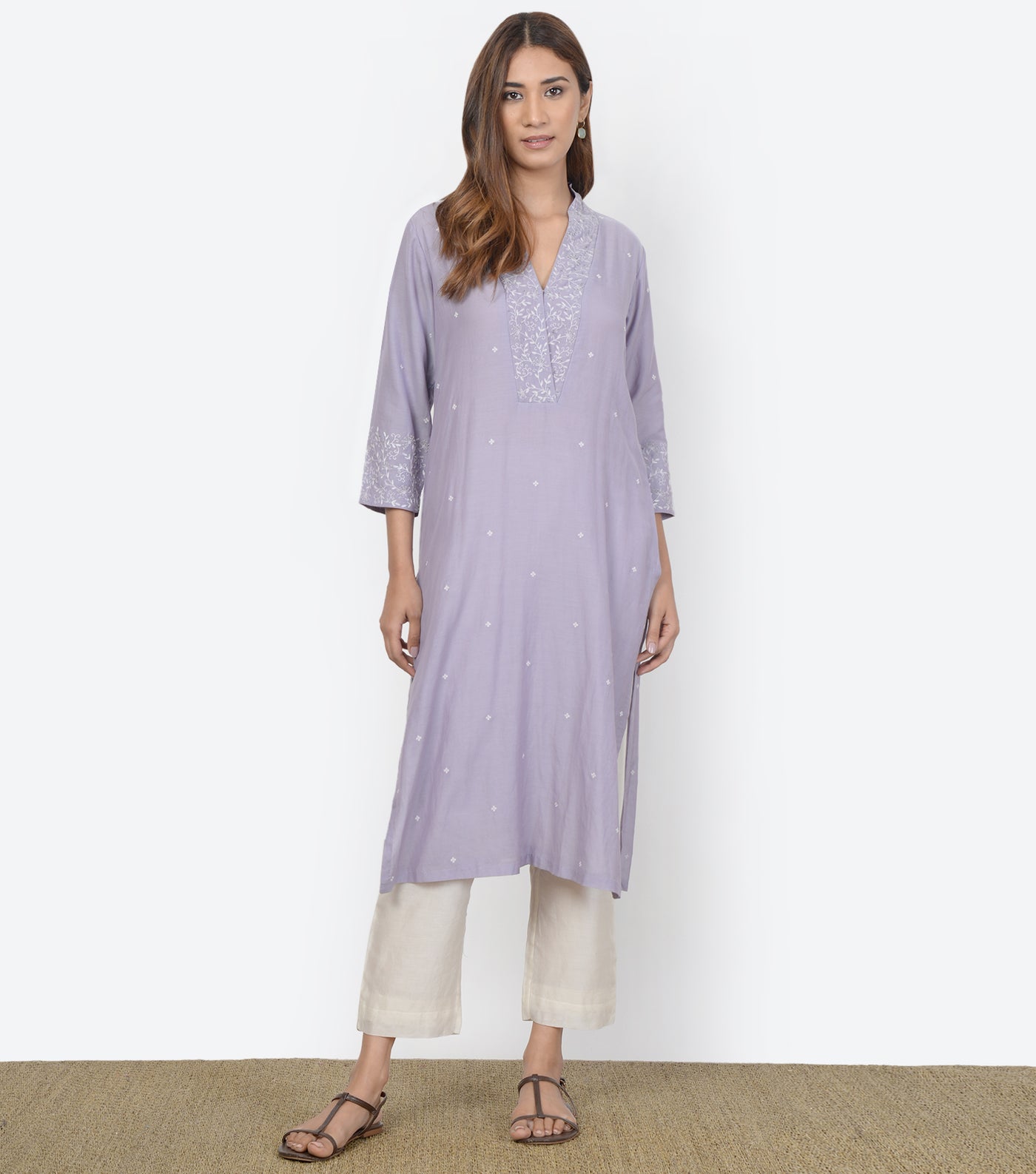 Mauve Cotton Silk Kurta & Dupatta Set