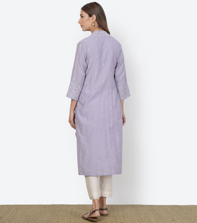 Mauve Cotton Silk Kurta & Dupatta Set