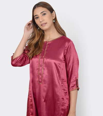 Rani Mashroo Silk Kurta Set