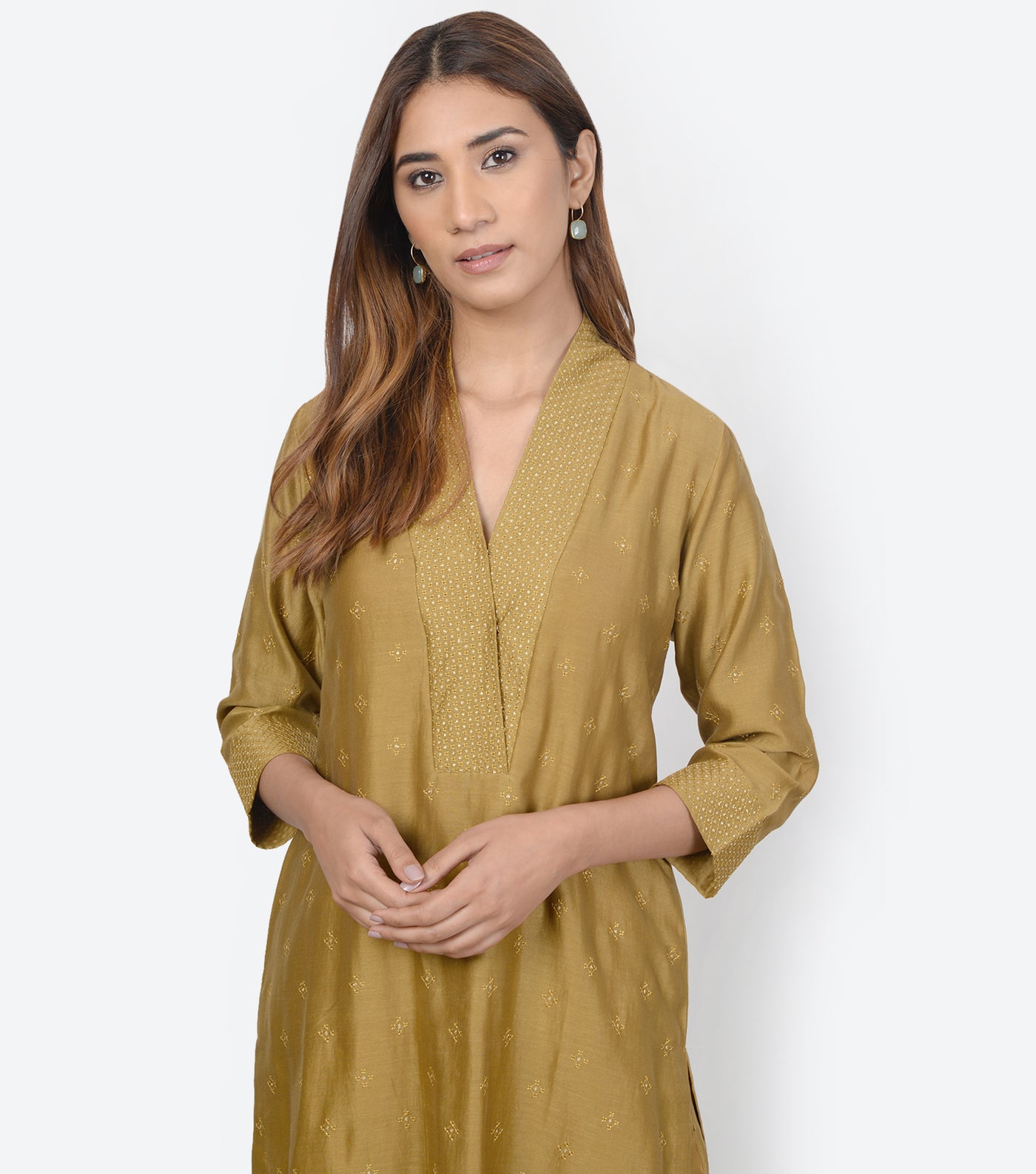 Mustard Cotton Silk Kurta & Dupatta Set