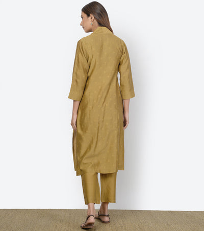 Mustard Cotton Silk Kurta & Dupatta Set