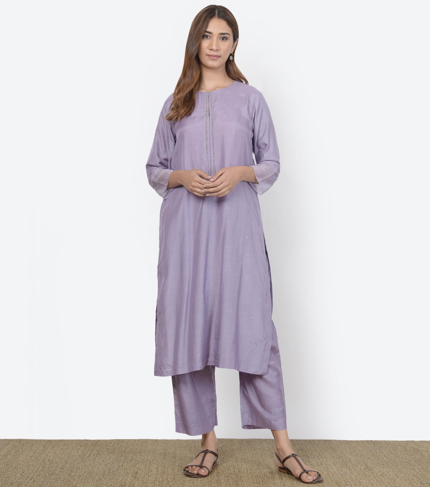 Mauve Modal Silk Kurta & Pants Set