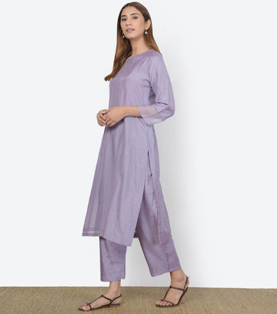 Mauve Modal Silk Kurta & Pants Set