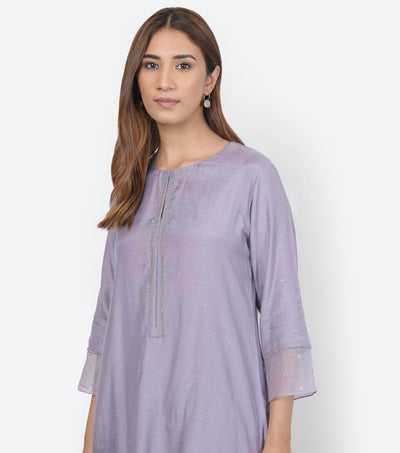 Mauve Modal Silk Kurta & Pants Set