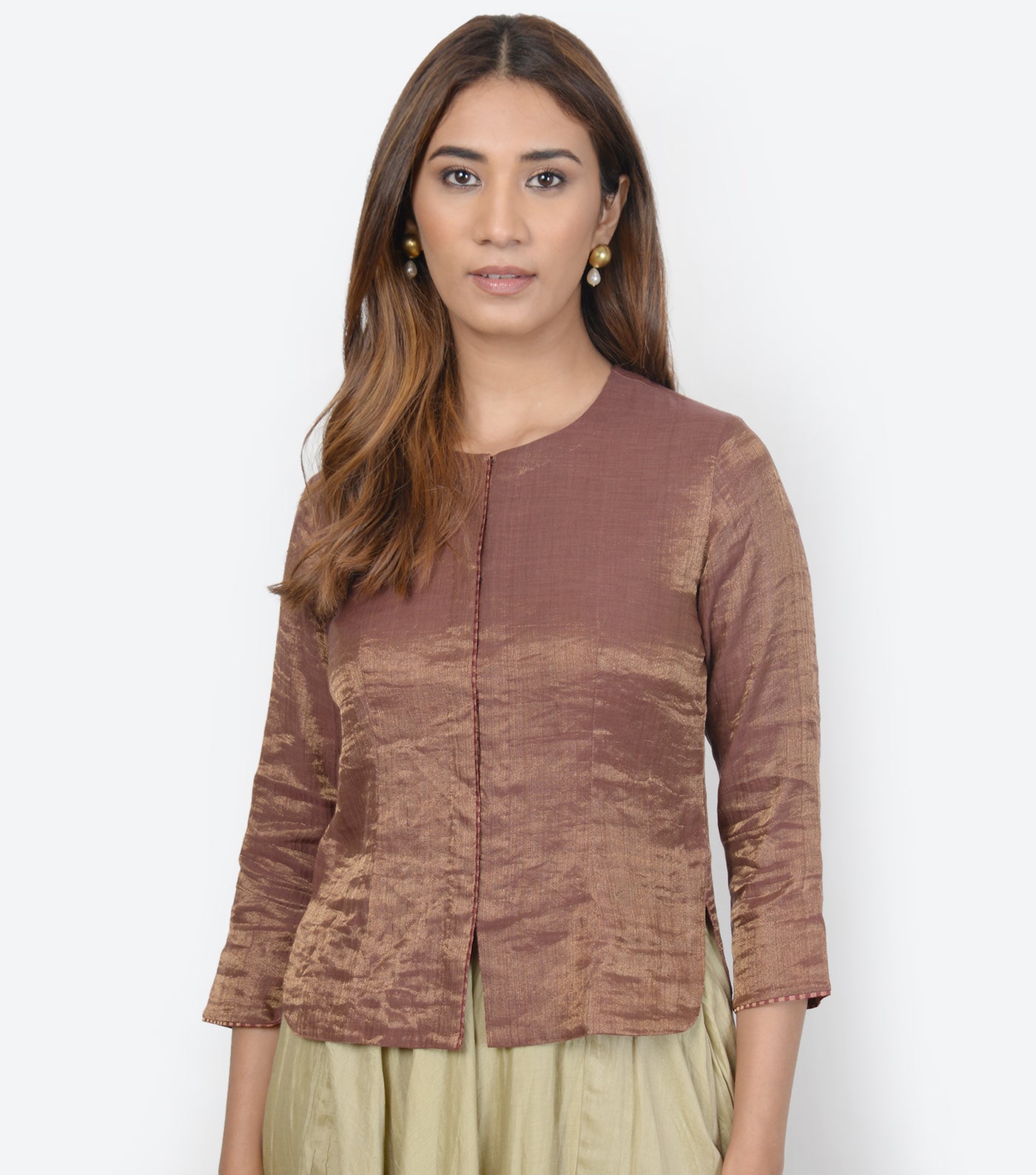 Maroon solid tissue blouse