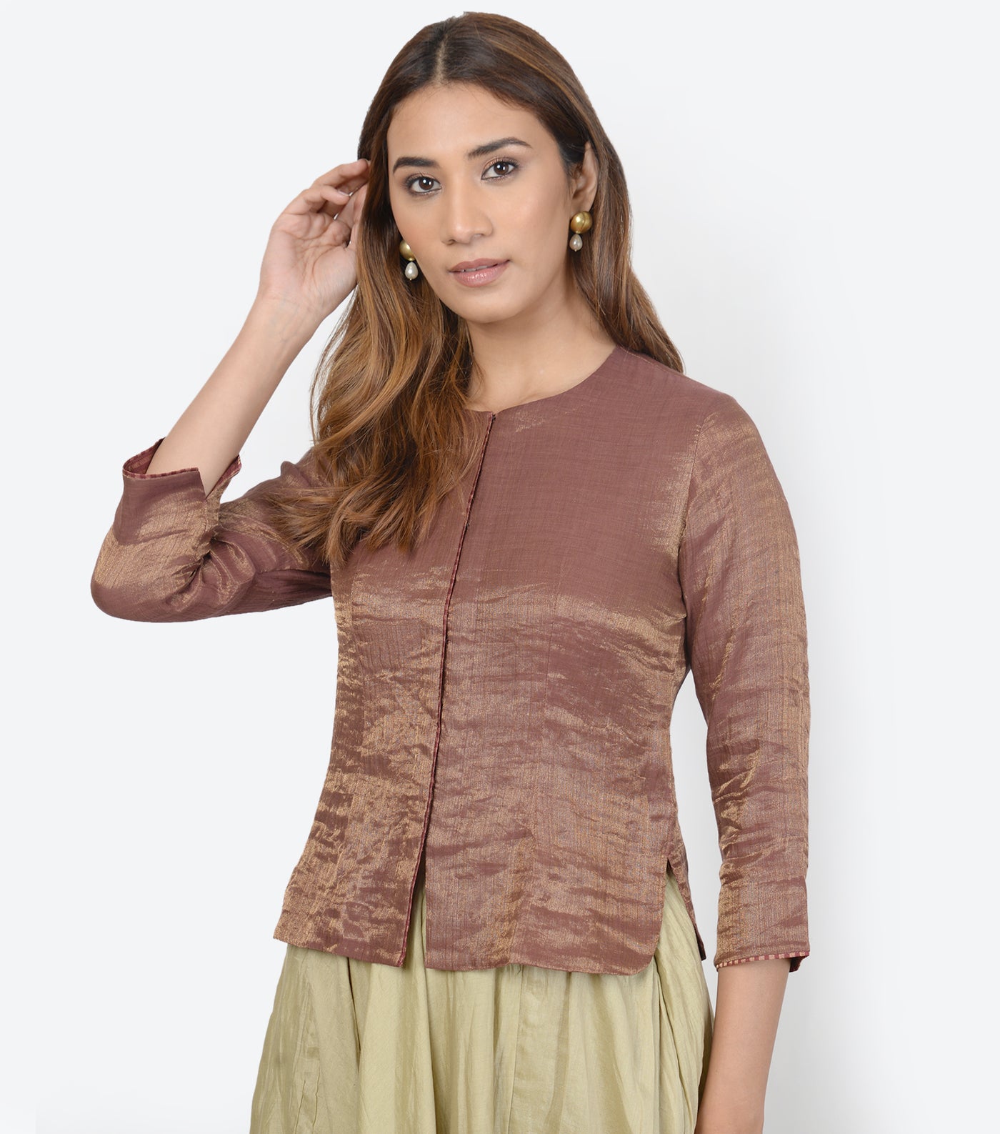 Maroon solid tissue blouse