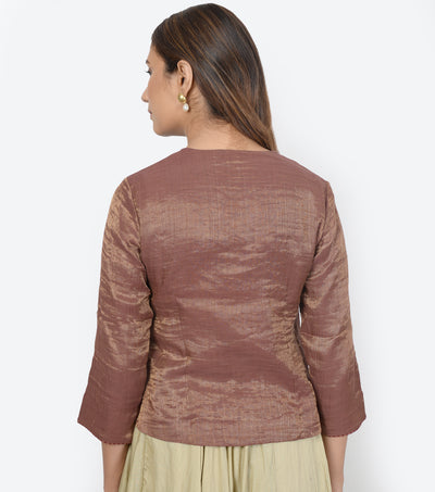 Maroon solid tissue blouse