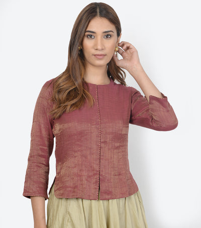 Red solid tissue blouse
