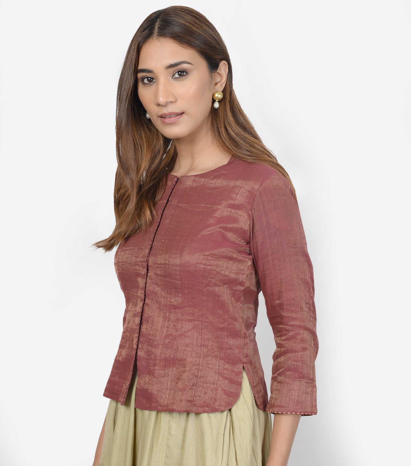 Red solid tissue blouse
