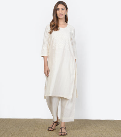 Cutwork Natural Summer Kurta Set