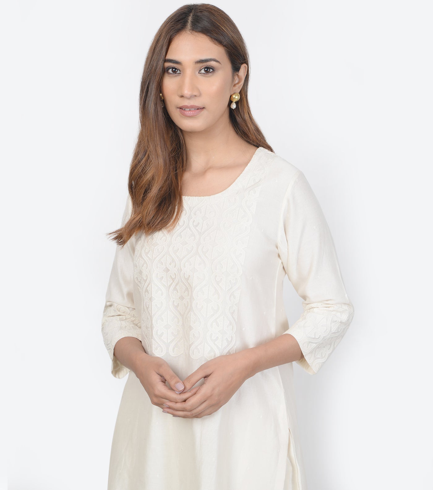 Cutwork Natural Summer Kurta Set