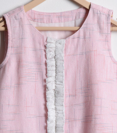Pink Cotton Linen A-line dress