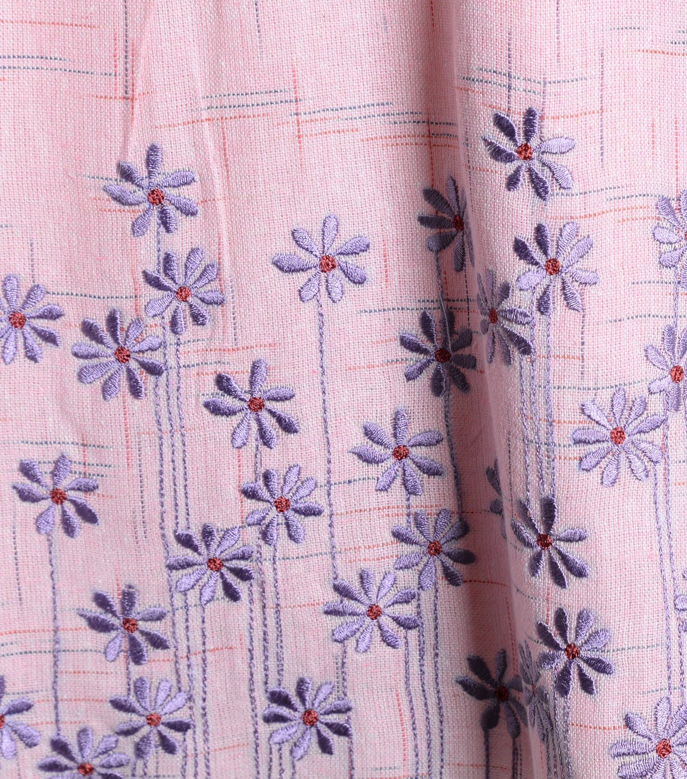 Pink Cotton Embroidered A-line dress