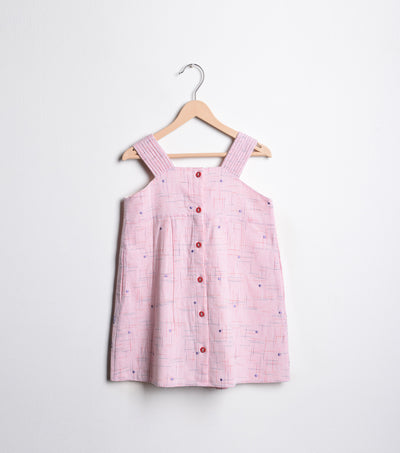 Pink Cotton Embroidered A-line dress