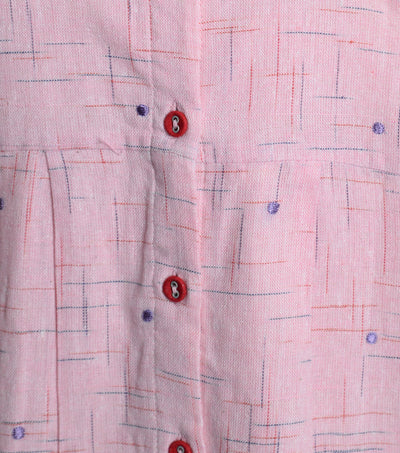 Pink Cotton Embroidered A-line dress
