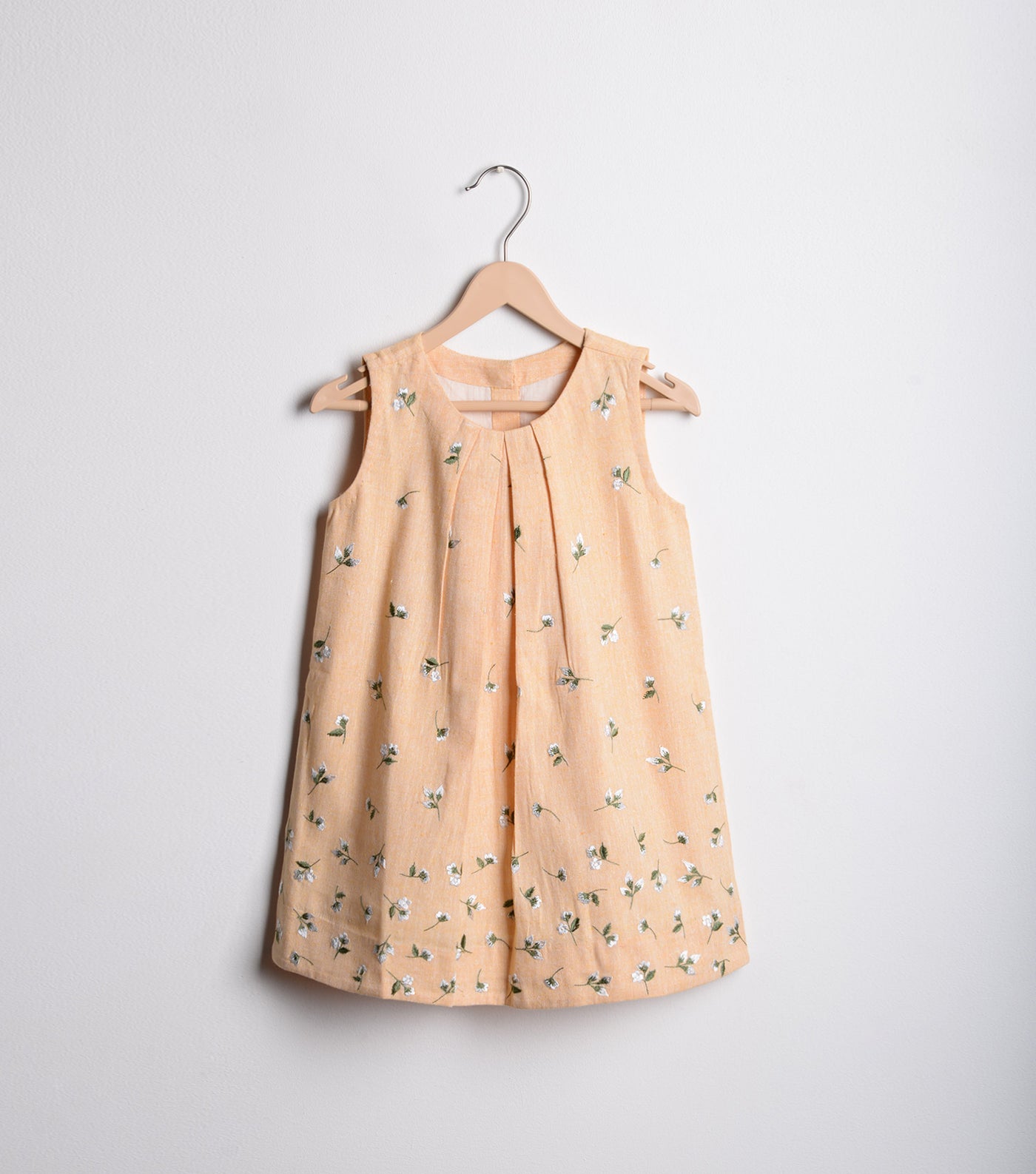 Yellow chambray embroidered dress