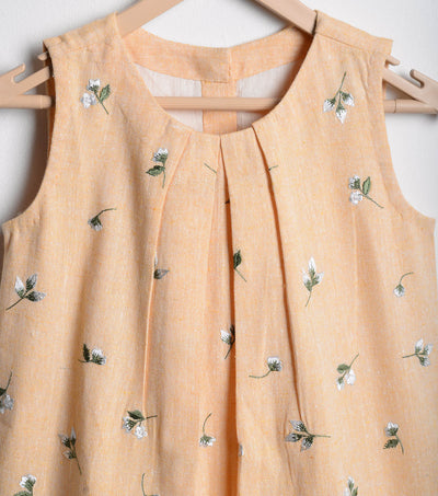 Yellow chambray embroidered dress