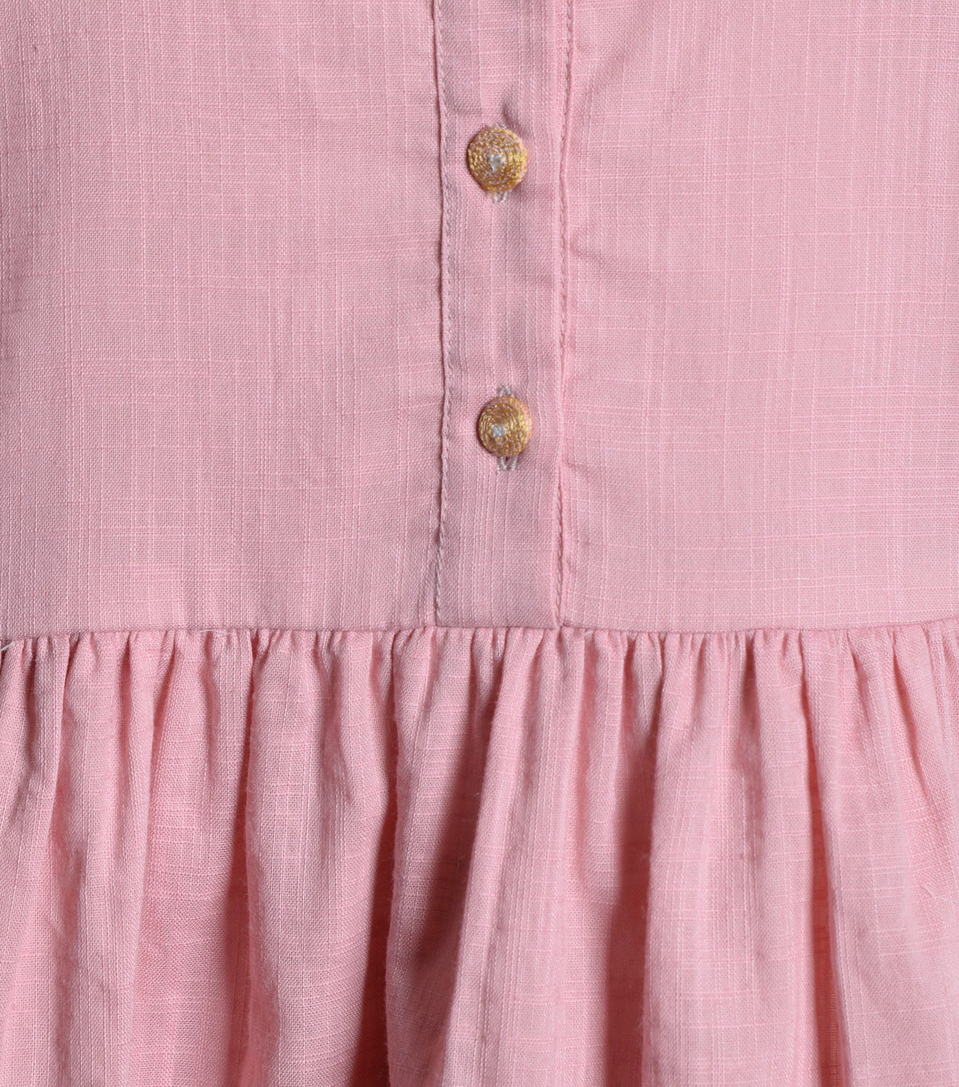 Pink Cotton Linen embroidered flared dress