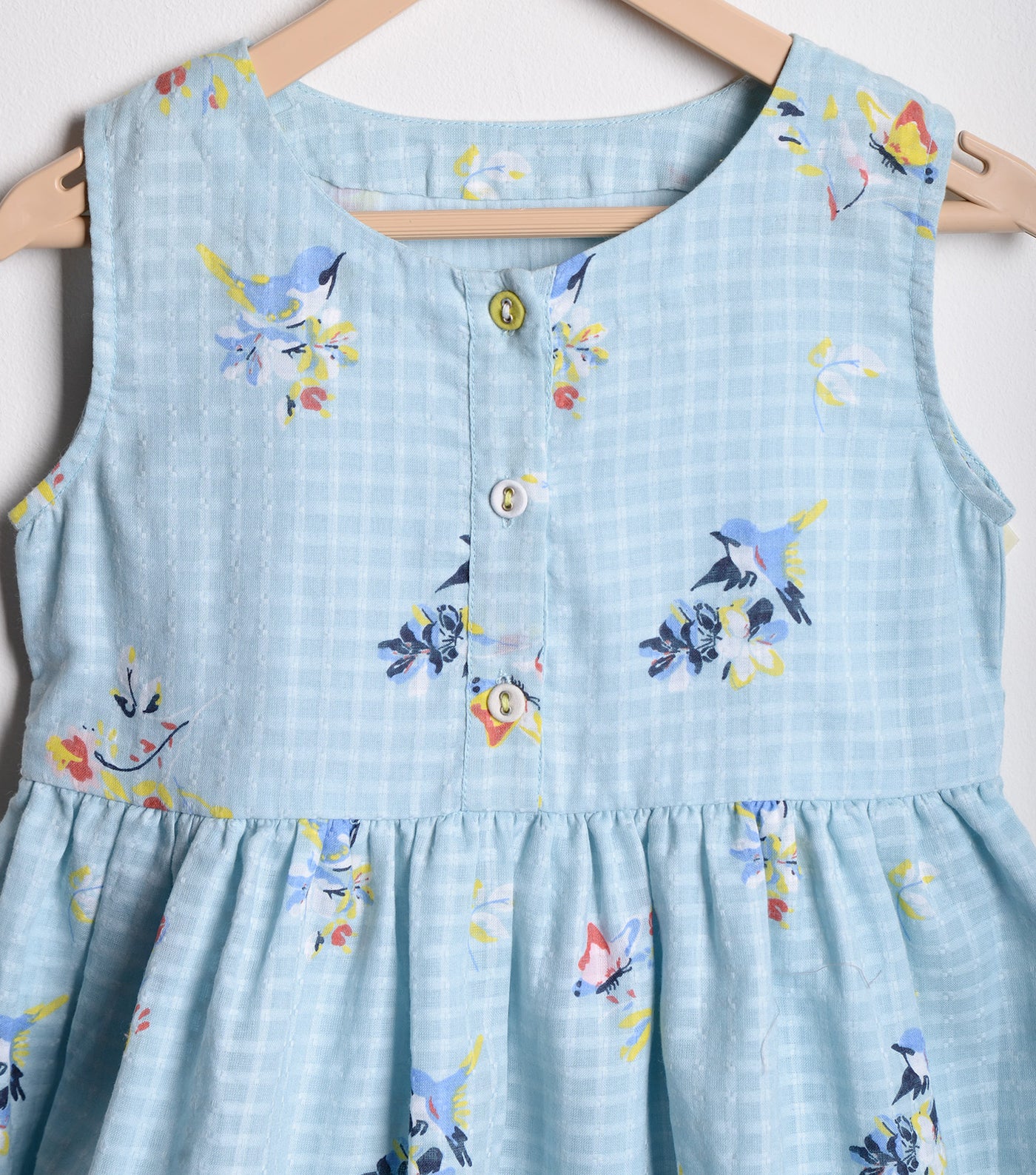 Sky Blue Cotton Flared dress