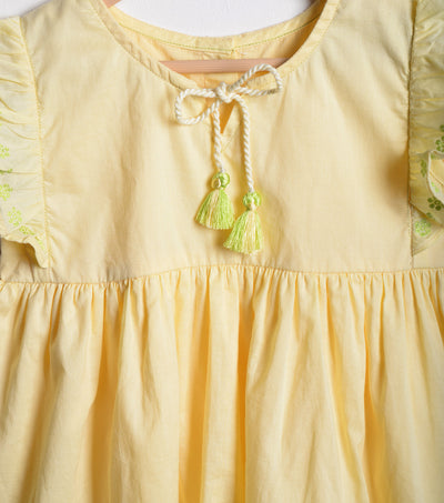 Yellow Cotton Embroidered Top
