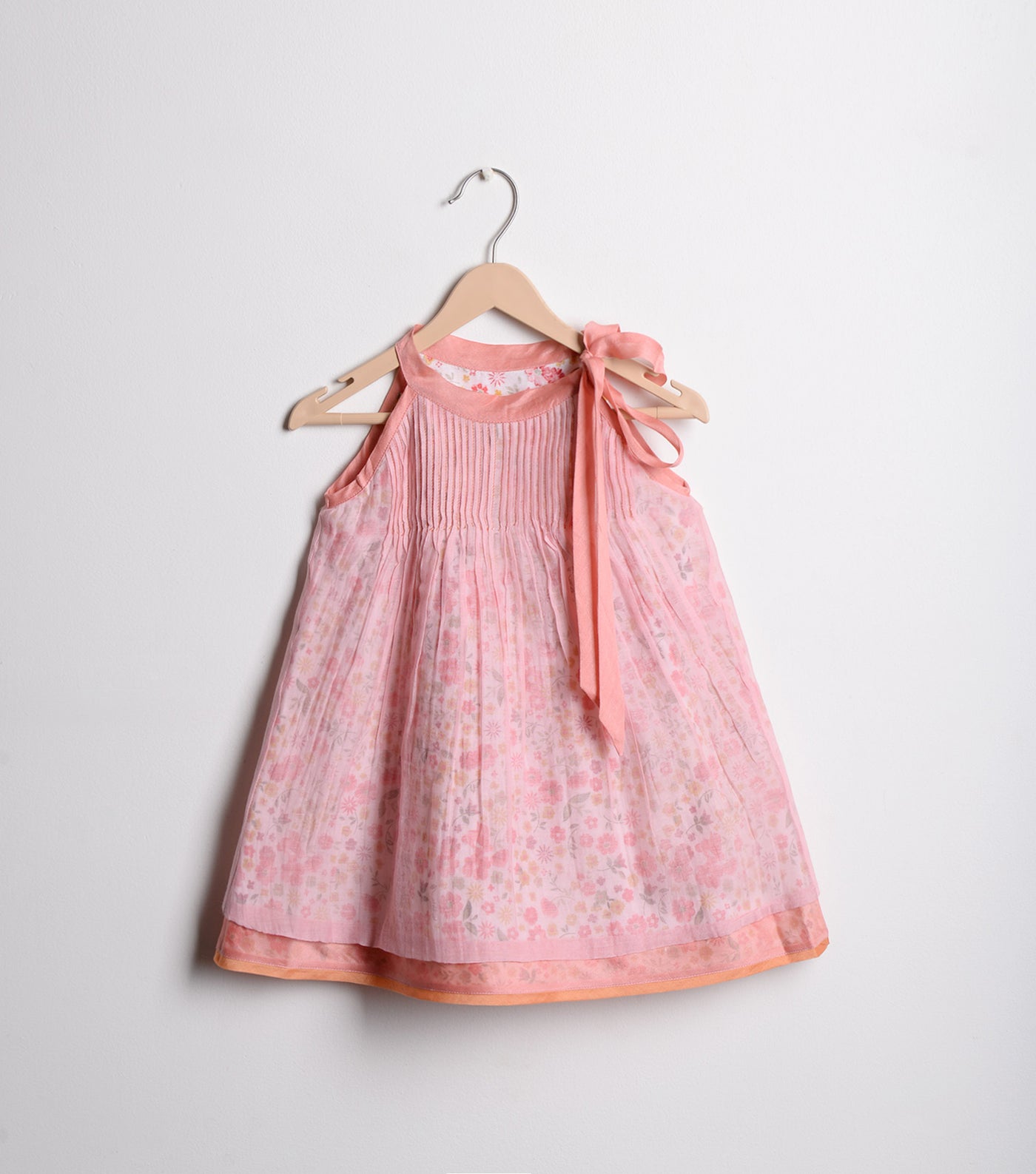 Pink Chanderi flared dress