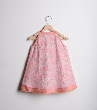 Pink Chanderi flared dress