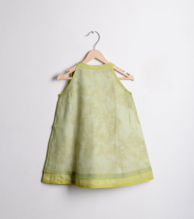 Green Chanderi Flared dress