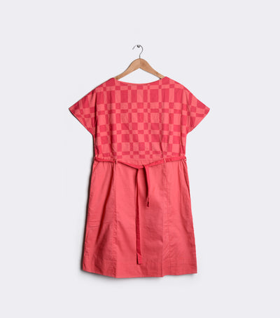 Red summer checked Patchwork dress